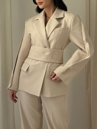 Tailored Belted Blazer – Structured Fit - Ruya&co