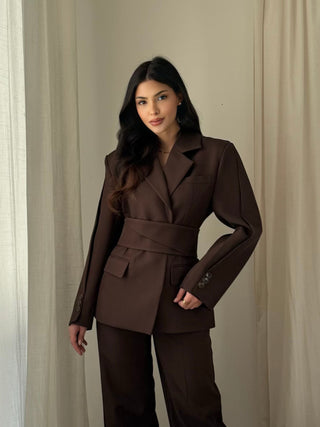 Tailored Belted Blazer – Structured Fit - Ruya&co